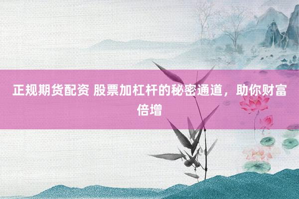 正规期货配资 股票加杠杆的秘密通道，助你财富倍增